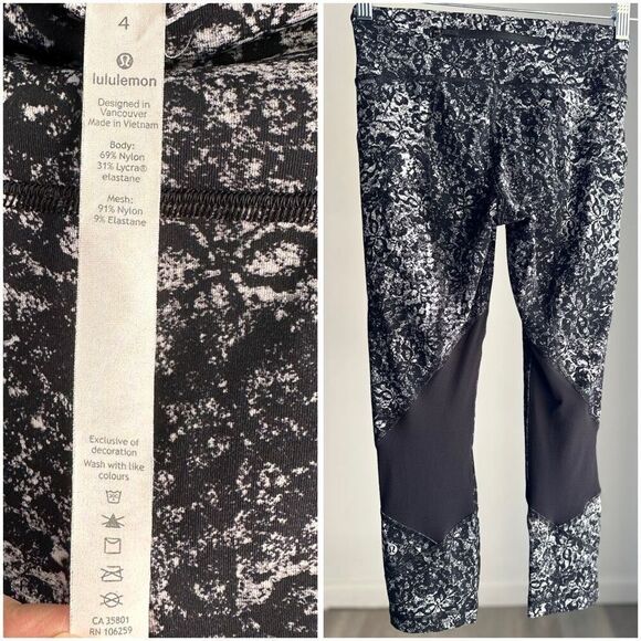 Lululemon Pace Rival Crop *22" Achromatize Ice Grey Black Size 4 - Picture 13 of 13